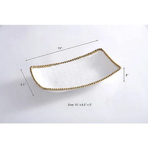 Pampa Bay Golden Salerno Rectangular Deep Server Porcelain 15"""" x 8.5"""" x 3"""" 1