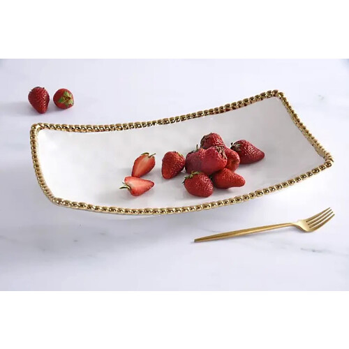 Pampa Bay Golden Salerno Rectangular Deep Server Porcelain 15"""" x 8.5"""" x 3"""" 2