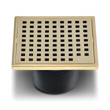 Grade quadrada de ralo de chuveiro QM feita de ao inoxidvel marinho 316 e base feita de ABS Srie Lagos Mira Line Kit de acabamento dourado ace