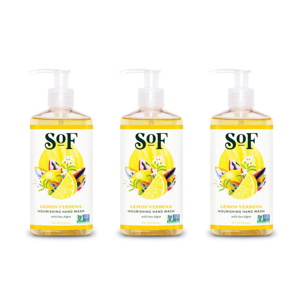 South Of France Lemon Verbena Liquid Hand Wash By Sof Body Care (Formerly Body Care) | Moisturizing Liquid Hand Soap With Sea Algae | 8 Oz Pump B