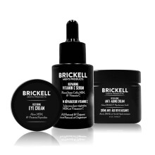 Brickell Men's Advanced Anti-Aging Skin Care Routine, Night Face Cream, Vitamin C Facial Serum and Eye Cream, Natural and Organic, Scented, Skin Care