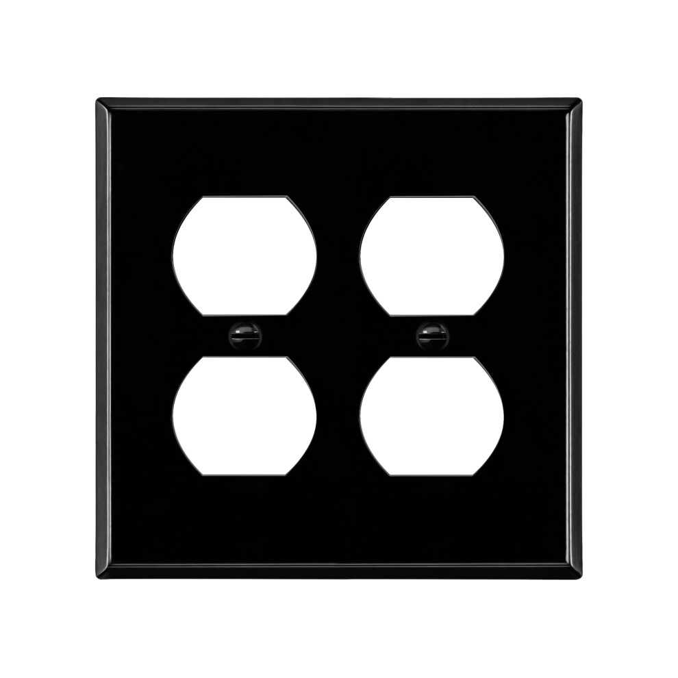 Enerlites Duplex Receptacle Metal Wall Plate Corrosion Resistant Standard Size 2-Gang 4.50"""" X 4.57"""" Powder Coated Stamped Steel 7722-Bg Bl 883951800710