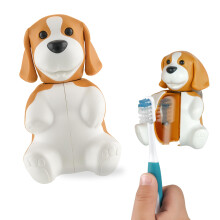 Flipper Fun Animal Dog Toothbrush Cover - Kids Toothbrush Holder with Cover - Toothbrush Holders for Bathrooms - Suction Cup Toothbrush Holder
