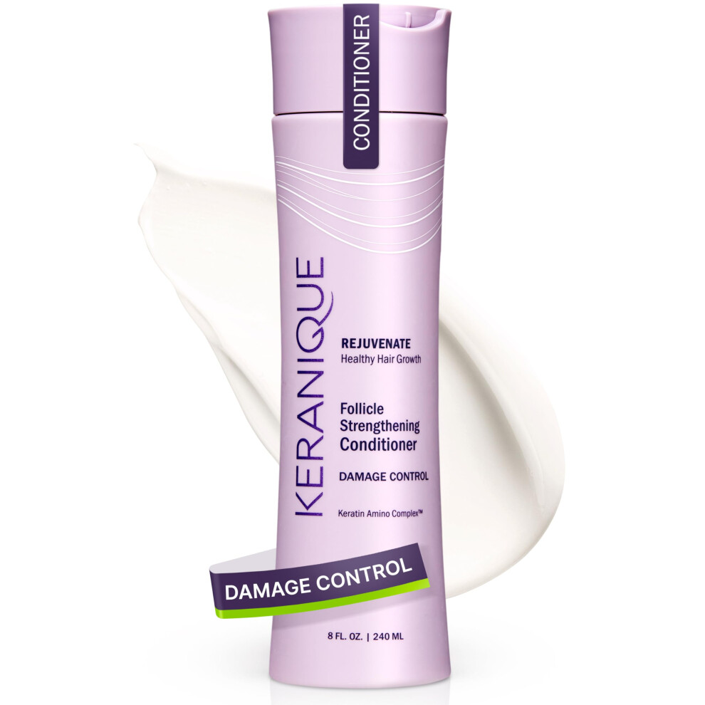 Keranique Damage Control Conditioner - Hydrating Treatment With Keratin For Dry Damaged Hair