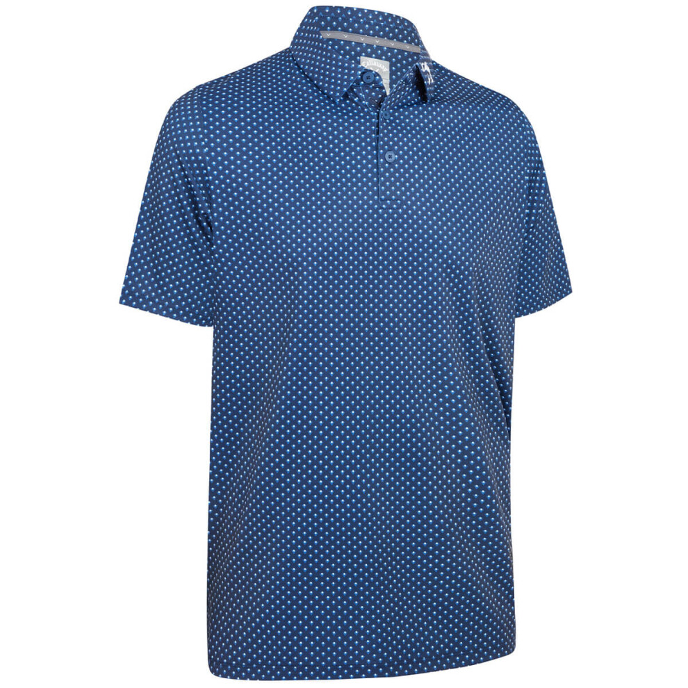 (XXXL, Peacoat) Callaway Golf Mens Golf Trademark Printed Wicking Polo Shirt