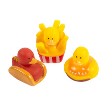 Fun Express 2"""" Fast Food Hamburger French Fries & Hot Dog Rubber Ducks - 12 Pc | Foodie-Themed Party Favor Toys | Set of 12