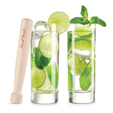 Final Touch Premium Mojito-Set inklusive 2 Tom Collins-Glsern und Stel aus Holz schlanke Highball-Glser mit 284 ml Fassungsvermgen und dicke