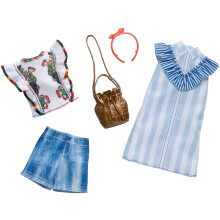 Vtements Barbie - 2 tenues poupe incluent un cadeau de robe de chemise bleu et blanc pour les 3  8 ans