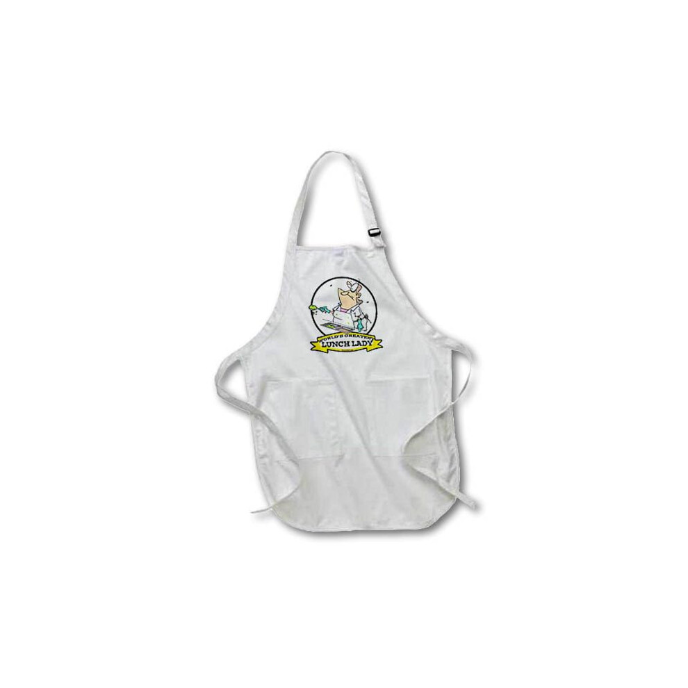 3Drose APR_103323_1 Funny Worlds Greatest Lunch Lady Cartoon Full Longuet tablier avec poches de poche 22 par 30 pouces blancs avec poches