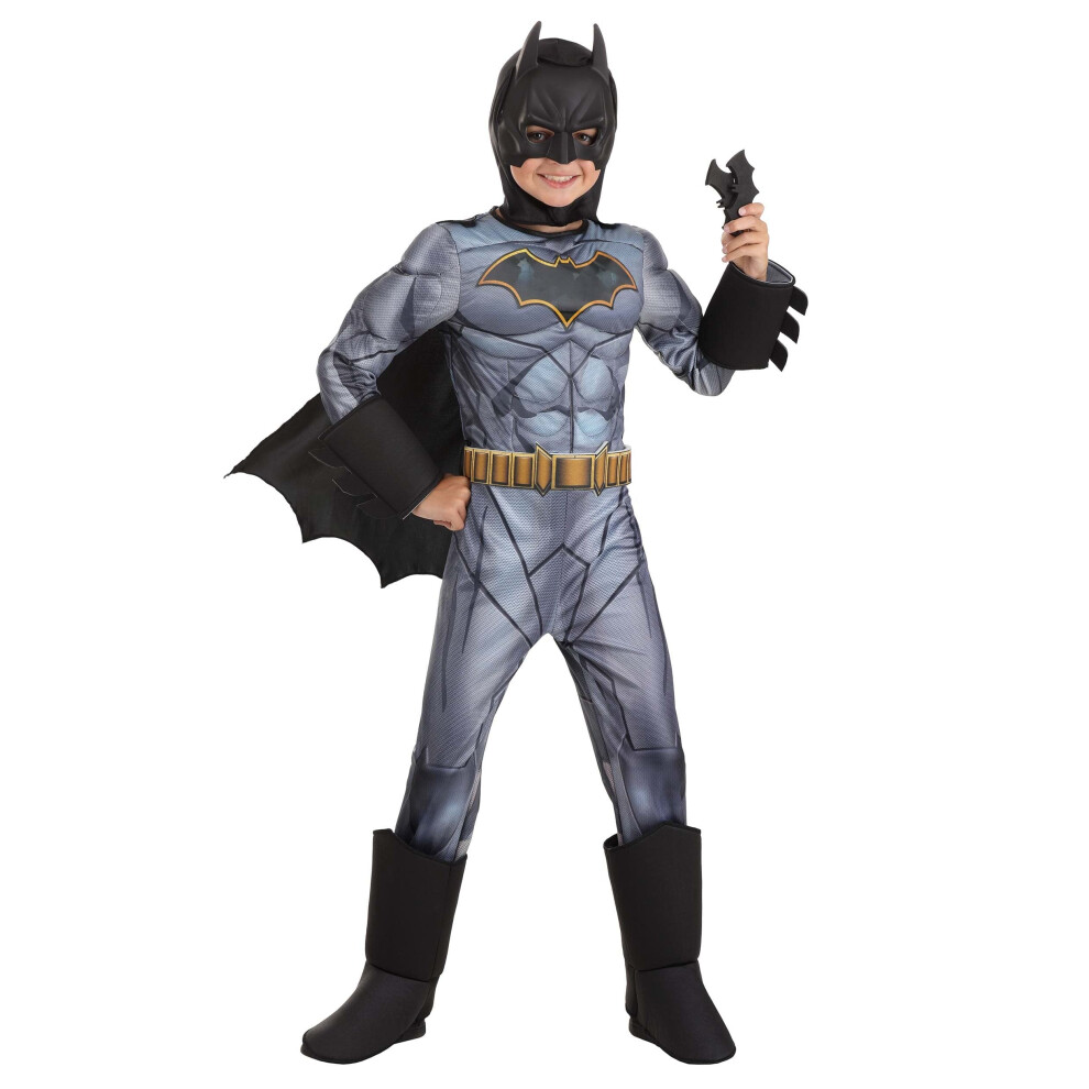 Photos - Fancy Dress Fun Costumes Deluxe DC Comics Batman for Kids Black Superhero Suit Cape & Mask for Parties & Halloween Medium Black Jljlf100