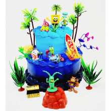 Narozeninov oslavy Spongebob SquarePants Sada dortu s 12 barevnmi figurkami a doplnky