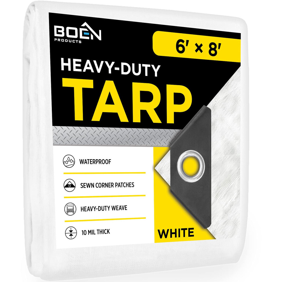 Heavy Duty Tarp Waterproof Large Cover |White 20' X 40' 10 Mil Thick | Rip Proof Tarps | Thick Weave Material Uv Resistant Great For Tarpaulin 3413994162147