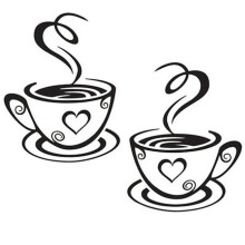 Decaltor Dual Coffee Model Modern Sticker Decaluri de perete de arta de casa de casa Dimensiunea 12 ''? 7