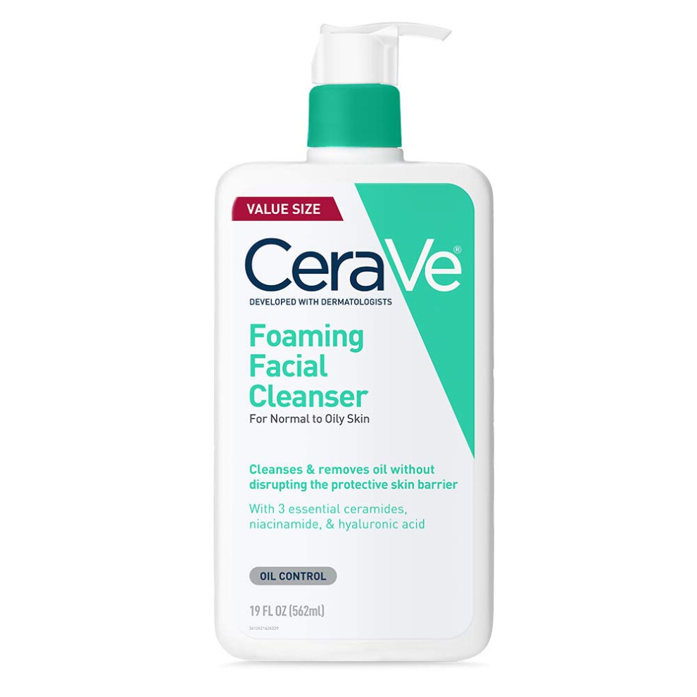 CeraVe Foaming Facial Cleanser | Daily Face Wash for Oily Skin | Hyaluronic Acid + Ceramides + Niacinamide| Fragrance Free & Paraben Free | Non-D