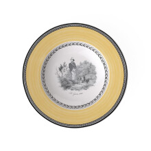 Villeroy & Boch Audun Chasse Rim Soup 9,5 in Premium Porzellan Weiß/Grau/Gelb