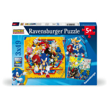 Ravensburger Sonic The Hedgehog 3 x 49-delige puzzelset voor kinderen - Schermvrije activiteit verhoogt de concentratie en focus