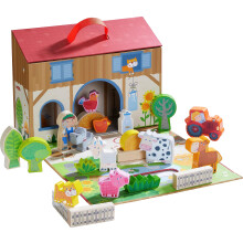 Haba Play World at the Farm Play Set - Barn och Animal Farm Toys for Toddlers 1-3 Toddler Learning Toys Preschool Animal Figures Made in Germany