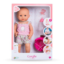 Corolle Drink and Wet Bath Baby Emma - Boneca de 14 meninas com 3 acessrios - Potty de mamadeira e chupeta - Realmente bebe e vai ao penico para