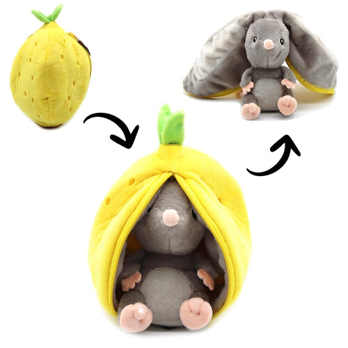 LES D'GLINGOS Flipetz Rocket The Mouse Plushie - Reversvel limo para mouse 2 em 1 bicho de pelcia - 8,5 polegadas para crianas transformando
