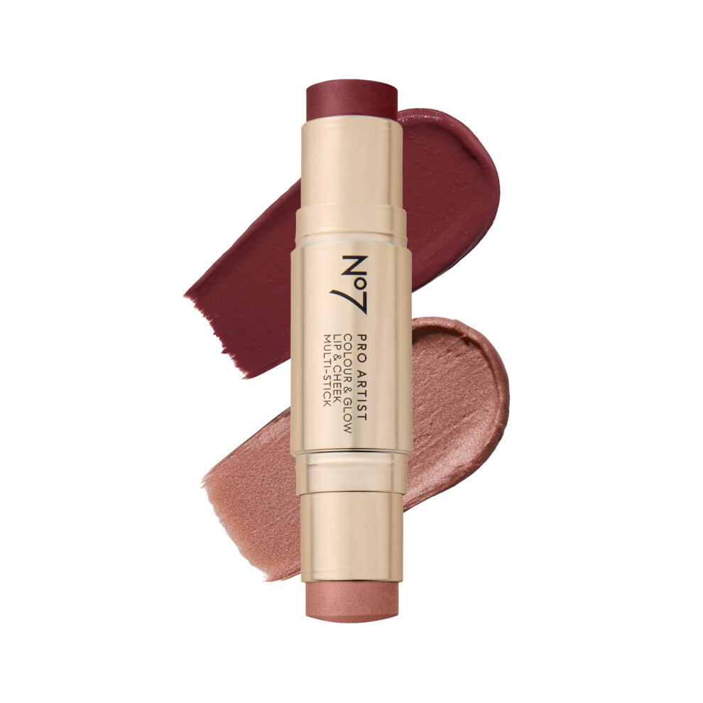 No7 Pro Artist Color & Glow Cream Blush Stick - Dual-Ended Blush for Cheeks  Eyes & Lips - Delivers Soft-Focus Radiance and Buildable Color - Sof