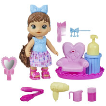 Baby Alive Sudsy Styling Bambola Capelli marroni comprendono giocattoli da 12 pollici per sedie per salone per ragazze e ragazzi di 3 anni e su