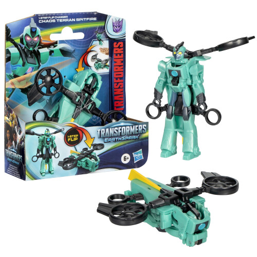Transformers Transformers EarthSpark 1-Step Flip Changer Chaos Terran Spitfire Figura de ao de rob de converso de 4 polegadas Brinquedos interativos para