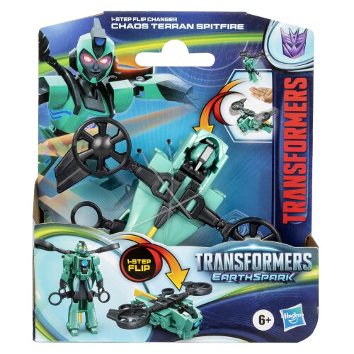 Transformers Transformers EarthSpark 1-Step Flip Changer Chaos Terran Spitfire Figura de ao de rob de converso de 4 polegadas Brinquedos interativos para 1