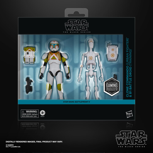Hasbro STAR WARS The Black Series Clone Commando (Urban Fighter) e B1 Battle Droid (Treinamento) Battlefront II Figuras de ao de 6 polegadas (exclusiv 1