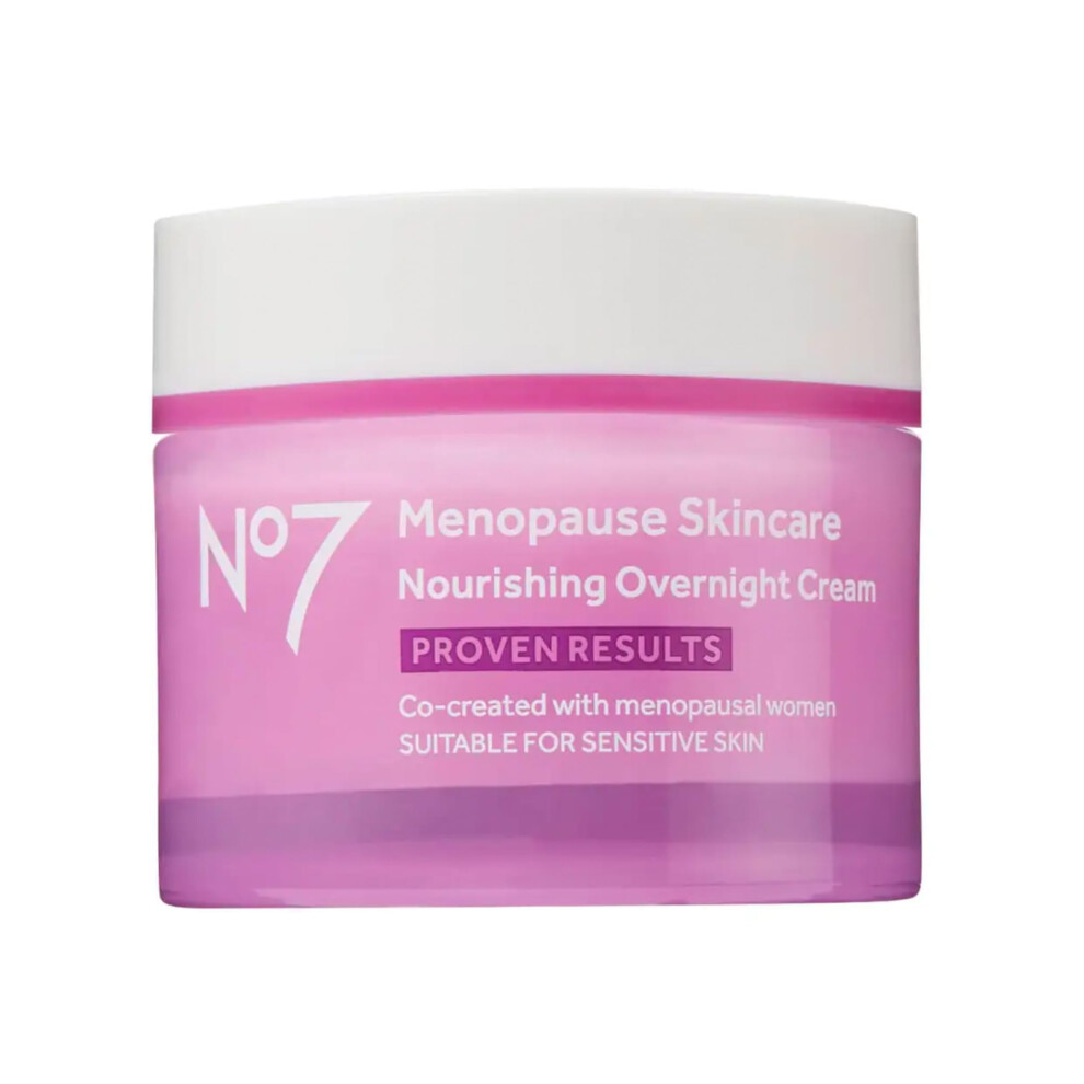 No7 Menopause Skincare Nourishing Overnight Cream - Hydrating Hyaluronic Night Cream for Dry  Sensitive Menopausal Skin - Skin Firming Lipids  Ce