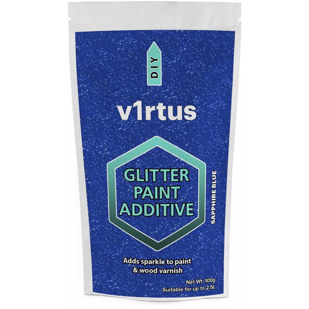 V1rtus Sapphire Blue Holographic Glitter Paint Crystal Additive 100G / 3.5Oz For Acrylic Latex Emulsion - Use Interior/Exterior - Wall Ceiling 5056203779262