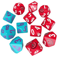 odiphius Entertainment: Fallout: Factions Nuka-World - Ensembles de ds: Nuka-Cola - 12 Dice Set Teal & Red W / Nuka World Symbols Game Accessory