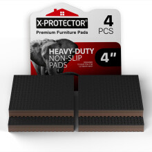 Almofadas antiderrapantes para mveis X-Protector - 4 PCS 4"""" quadradas - Almofadas antiderrapantes no adesivas - Marrom para pisos de madeira -