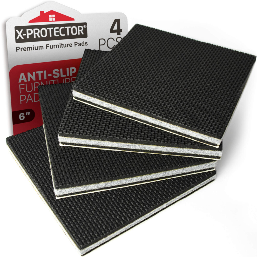 X-Protector Non Slip Furniture Pads - 4 Pcs Premium Furniture Grippers 6""""! Best Selfadhesive Rubber Feet Furniture Feet - Ideal Non Skid Furnitu 5060664330016