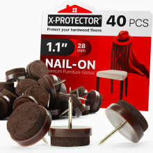 Naulattavat huopapehmusteet X-PROTECTOR 40 KPL - 1,1"" huopahuonekalujen pehmusteet - ruskeat tuolin jalkojen lattiasuojat - naulattavat huonekalujen