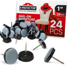 Deslizadores de cadeira X-PROTECTOR - Deslizadores de mveis de 1"""" 24 peas - Controles deslizantes de cadeira cinza com pregos - Protetores de