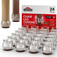 24 PCS Chair Leg Floor Protectors with Felt Pads X-Protector - 1.4"""" - 1.8"""" - Furniture Pads for Hardwood Floors - Clear Chair Pads - Floor Prot