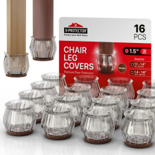 16 PCS Chair Leg Floor Protectors with Felt Pads X-Protector - 1.4"""" - 1.8"""" - Furniture Pads for Hardwood Floors - Clear Chair Pads - Floor Prot