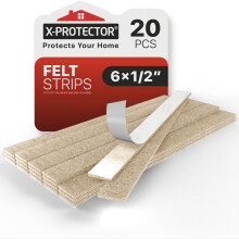 Almofadas de feltro para mveis X-Protector - 20 PCS 6 x 1/2"""" - Tiras de feltro premium com adesivo - Almofadas de mveis retangulares para piso