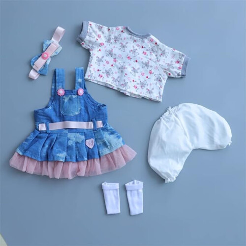Roupas de bonecas reborn para meninas de 17 a 22 polegadas, acessrios? Saia jeans conjunto de 5 peas? 1