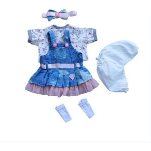 Roupas de bonecas reborn para meninas de 17 a 22 polegadas, acessrios? Saia jeans conjunto de 5 peas? 2