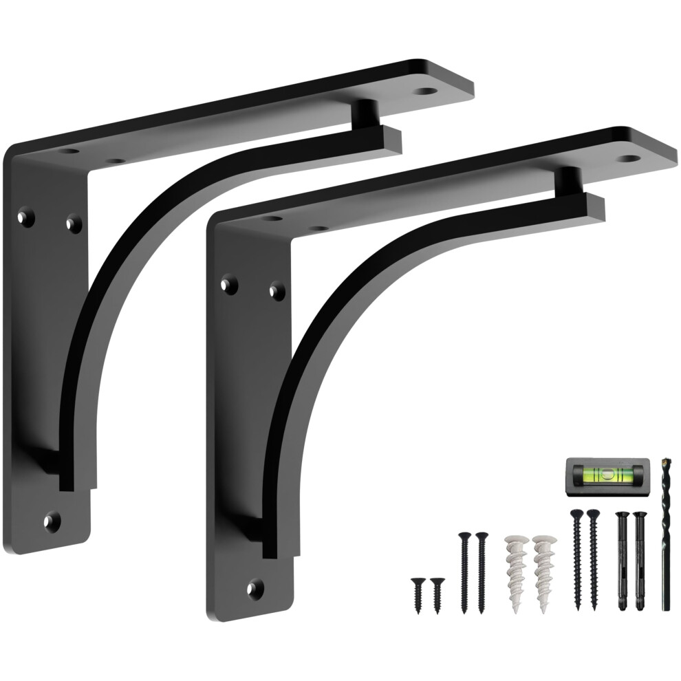 Classic Shelf Bracket Set By Balin Designs (Black) For 10""""- 12"""" Fireplace Mantel Shelves L Brackets - Heavy Duty Decorative Metal Supports - Ea 5065017190576