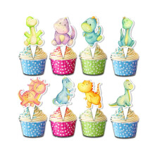 24 PC -uri de toppers dinozaur dinozaur - decora?iuni dragu?e de petrecere dino pentru ziua de na?tere a copiilor ?i du?uri pentru copii