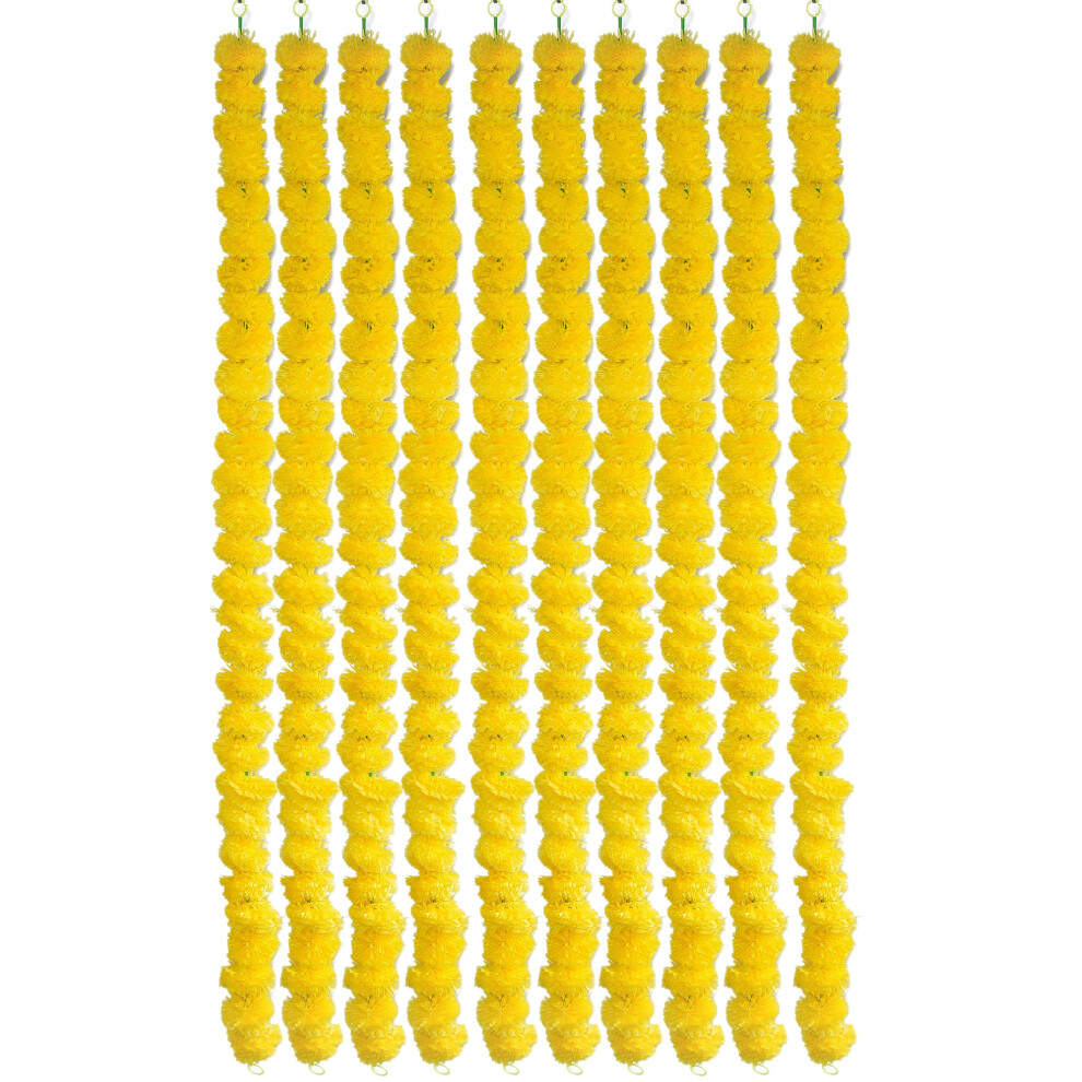 Caneuf Genda Phool Umel Mescek Nacechran Kvet Mala/Genda Phool Girlandy Retez Pro Diwali Navratri Durga Pooja Festival Office Decoration Pack 10 (-image