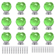 ANJUU 12 Pcs 30mm Forma Redonda Puxadores de Armrio de Vidro Cristal com Parafusos Puxador de Gaveta Puxador Usado para Armrio de Porta de Cmo