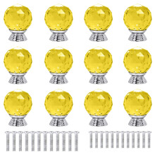 ANJUU 12 peas 30 mm de formato redondo de vidro cristal puxadores de armrio com parafusos puxador de gaveta usado para armrio de porta de cmo