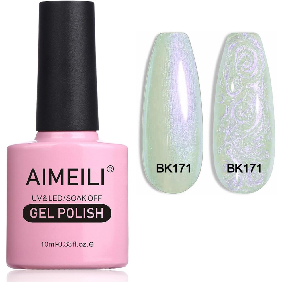 Aimeili White Hema Free Pearl Gel Nail Polish Shimmer Mermaid Nail Gel Soak Off U V Gel Polish - (171) 10Ml