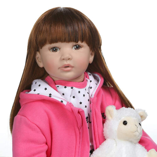 iCradle Realistic Looking 24 polegadas 60 cm Reborn Criana Fridolin Boneca Bebe de Silicone Macio Reborn Princesa Boneca de Cabelo Longo Brinque 2