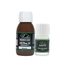 Rubio Monocoat Wood macchia e finitura 65 piedi - mandorla | Oil Plus 2C | Olio in legno di lino ecologico a seccatura rapida per uso interno include