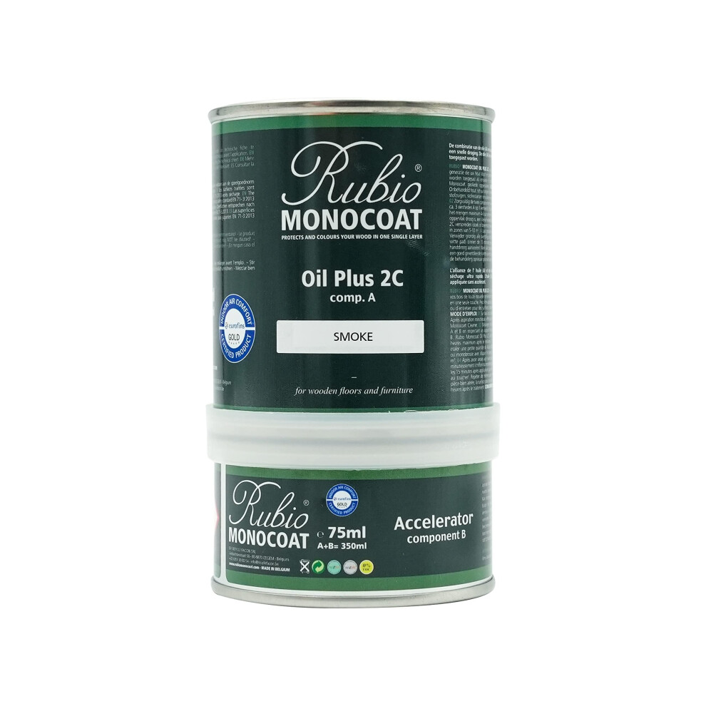 Rubio Monocoat Wood Stain & Finish 175 Ft - Smoke | Oil Plus 2C | Quick-Dry Eco-Friendly Linseed Wood Oil For Indoor Use Includes Accelerator (