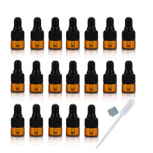 Elfenstall - 50 stuks 1ml (1/4 Dram) Amber Mini Glasfles 1cc met Glasdruppelaar + 1pc Glasreinigdoek